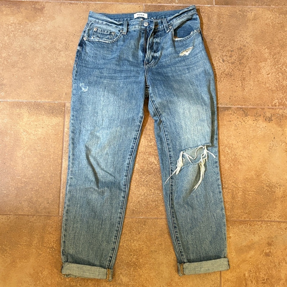 Pistola Distressed Boyfriend Jeans - Light Blue